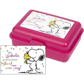UNITED LABELS The Peanuts Brotdose Snoopy Collection - Ein Lächeln ist der schönste Start in den Tag Lunchbox Butterbrotdose mit Trennwand Pink