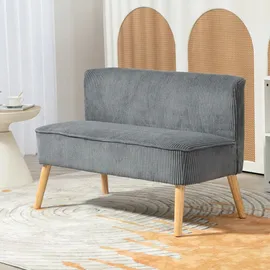 Homcom 2 Sitzer Sofa, Gepolsterte Couch, mit Kordoptik, Holzbeine für Wohnzimmer, | Gr.: onesize