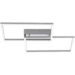 LED-Deckenleuchte, stahlfarben, modern, 2 Leuchtrahmen, CCT-Steuerung