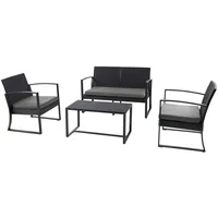Svita LOIS XL Poly Rattan Sitzgruppe Gartenmöbel Metall-Garnitur Bistro-Set