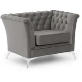 S-Style Chesterfield-Sessel Whitby Samt 116 x 78 x 82 cm Grau