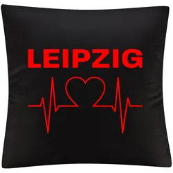multifanshop Kissenbezug - Leipzig - Herzschlag - Druck rot - Kissen