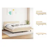 vidaXL Boxspringbett mit Matratze Creme 160x200 cm Stoff