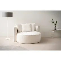 LeGer Home by Lena Gercke XXL-Sessel Isalie Samt 153 x 98 x 145 cm Beige mit Hocker