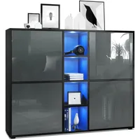 Vladon Highboard, Grau, 130.5x105.5x35.5 cm, Wohnzimmer, Kommoden & Sideboards,