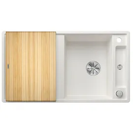 Blanco AXIA III 5 S weiß + Excenterbetätigung + InFino + Holzschneidbrett