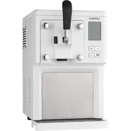 Klarstein Sweet Sundae Eiscrememaschine, 1,5 Liter, mitselbstkühlendem Kompressor, 200 Watt, Ausgabesystem, 3 StundenAuto-Kühlhaltefunktion, Reinigungsautomatik, Edelstahl, weiß
