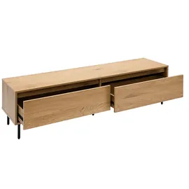 miliboo Aragon TV-Lowboard 160 cm Eiche/Schwarz Holz, Metall, Melamin