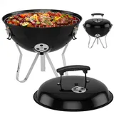 HOMELUX Holzkohlegrill Kugelgrill mit Deckel, Ø 34cm Grillfäche, Set, Ideal für Picknick, Garten Camping, BBQ Grills Standgrill Grillwagen Rundgrill kohlegrill schwarz