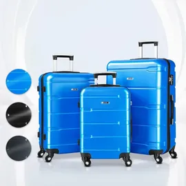aleos Reisekoffer Set 4-Rollen 100 cm / 100 l blau