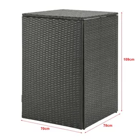 [en.casa] Mülltonnen Verkleidung Widnau für 1 Mülltonne Polyrattan Dunkelgrau
