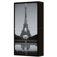 Rollladenschrank Motiv Eiffelturm silber, easyOffice, 110x204x41.5 cm
