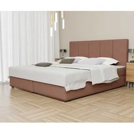 Fun Möbel Boxspringbett Schlafzimmerbett ELICIO 200x220cm Stoff Apricot inkl. Bettkasten