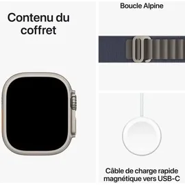 Apple Watch Ultra 2 GPS + Cellular 49 mm Titangehäuse natur, Alpine Loop blau M