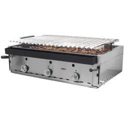 MBH - MAQUINARIA BAR HOSTELERIA MBH - Professioneller Gas Lavasteingrill 90 cm für die Gastronomie. Industrielle Grill Edelstahl-Grill für Bar, Restaurant.