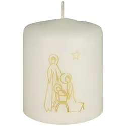 Jaspers Kerzen Weihnachtskerze Krippe in Gold 60 x Ø 50 mm, 1 Stück