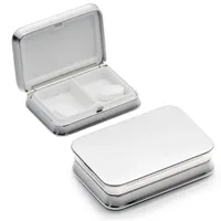 Pillendose "Hannover" 6x4x1,5 cm | 2 Fächer | Premium Silber Plated versilbert | Inkl. Geschenkbox