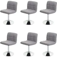 Mendler 6er-Set Esszimmerstuhl Kavala, Küchenstuhl Stuhl, Stoff/Textil Chrom drehbar