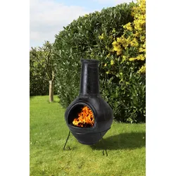 Schicker, original mexikanischer Aztekeofen aus Terrakotta, schwarz-grau