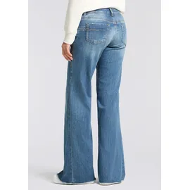 Herrlicher 5-Pocket-Jeans "Edna Kama Denim Light", Damen, Gr. 29, Länge 30, navy blau, Denim/Jeans, Obermaterial: 98% Baumwolle, 2% Elasthan, ausgestellt lang, Jeans 5-Pocket-Jeans, Flared Fit, extra Weite
