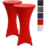 Beautissu Stella Stehtischhusse Ø 80 cm Rot 2tlg