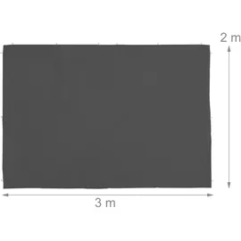Relaxdays Pavillon, 2er Set, HxB 2x3 m, Pavillonwand mit Fenster, wasserdicht, Seitenteile, grau