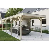 SKANHOLZ Grunewald Flachdach Carport 3,21 x 7,96 m unbehandelt mit EPDM-Dachfolie