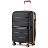 British Traveller Reisekoffer Handgepäck Koffer Trolleys Handgepäck Hartschalenkoffer 100% PP Handgepäck Koffer mit 8 Spinnerräder Rollkoffer 56 * 37 * 22cm Suitcase TSA-Schloss Neu Schwarz