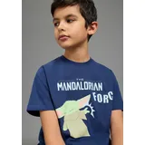 Kidsworld T-Shirt KIDSWORLD "STAR WARS: MADALORIAN - Disney Shirt", Jungen, Gr. 104/110, marine, Single Jersey, Obermaterial: 100% Baumwolle, bedruckt, Basic normal, Rundhals, Shirts T-Shirt, MANDALORIAN Shirt für Jungen, Kurzarm, bedruckte Optik, aus Baumwolle