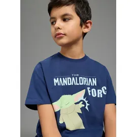 Kidsworld T-Shirt KIDSWORLD "STAR WARS: MADALORIAN - Disney Shirt", Jungen, Gr. 104/110, marine, Single Jersey, Obermaterial: 100% Baumwolle, bedruckt, Basic normal, Rundhals, Shirts T-Shirt, MANDALORIAN Shirt für Jungen, Kurzarm, bedruckte Optik, aus Baumwolle