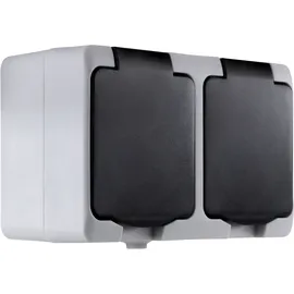 REV Ritter Doppelsteckdose 2-fach Aufputz IP54 Grau