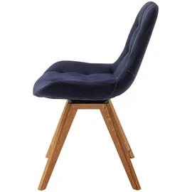 CARRYHOME Stuhl, Dunkelblau, Textil, Wildeiche, massiv, 56x84x63 cm, Stoffauswahl, Sitzfläche 180° drehbar, automatische Rückholfunktion, Esszimmer, Stühle, Esszimmerstühle, Vierfußstühle