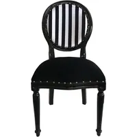 Casa Padrino Luxus Barock Medaillon Esszimmer Stuhl Schwarz Weiß
