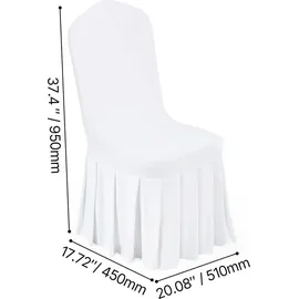Vevor Stuhlhussen Stuhlbezug mit flacher Vorderseite 30 Stk. waschbarer Stuhlüberzug aus Polyester-Spandex für Hochzeitsfeiern Esszimmerbankette, passend für Stühle (51 x 45 x 95 cm) Weiß