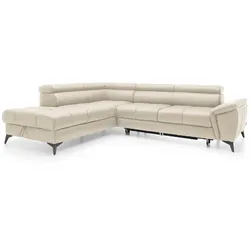 Ecksofa Mocca Leder Beige