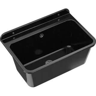 GRANITAN - Spüle technischer Groß - Schwarz marmoriert - Chemikalienbeständig - Ideal für Garage Keller Werkstatt und Waschküche, Universal Waschtrog mit Siphon, Waschbecken Wandmontage, Modell 1, Schwarz