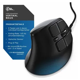 CSL Ergonomische Maus schwarz