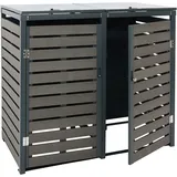 Mendler 2er Mülltonnenverkleidung HWC-K14, Mülltonnenbox Mülltonnenabdeckung, 119x134x84cm WPC Metall 78kg anthrazit