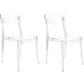 Beliani Set aus 2 Esszimmerstühlen Transparent Kunststoff