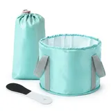 Klappbare Fußbadewanne mit Aufbewahrungstasche und Fußfeile – Tragbare Fussbadewanne für Reisen, Pediküre, Camping, Garten & Outdoor – 28L, inkl. Ausguss, blau