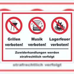 HB-Druck Aufkleber Grillen Musik Zelten verboten A1 (594x841mm)
