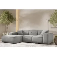 Fun Möbel Ecksofa Designersofa CESINA Stoff Opera Velvet Steingrau