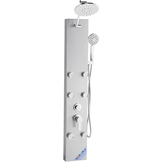 Vevor Duschpaneel-Turmsystem (3 in 1) mit Regenwasserfall-Duschkopf, (124 cm) Duschsäule aus gebürstetem Edelstahl, Regenmassagesystem zur Wandmontage, mit Handbrause & 6 kleiner Massagedüsen