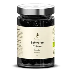 Ölkännchen Schwarze Oliven Thrumba mit Kräutern (mit Stein) bio
