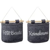 Bada Bing 2er Set Filztasche Aufbewahrungsbox GRAU Filz Spruch Ca. 18 x 15 x 7 cm Türhänger Deko Trend Zum Hängen 50