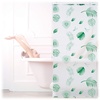 Duschrollo Blätter, 80x240cm, Seilzugrollo für Dusche & Badewanne, wasserabweisend, Decke & Fenster, weiß/grün, PVC