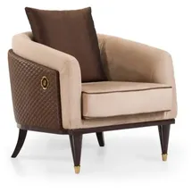 JVmoebel Clubsessel Beiger Leder 94 x 74 x 80 cm Braun