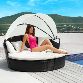 Tectake Sonneninsel Rattan schwarz/grau