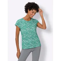 Sieh an! Kurzarm-Shirt in grün-ecru-geringelt | Gr.: 48
