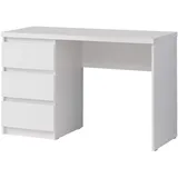 Furniture24 Schreibtisch MT974, mit 3 Schubladen, Weiß, Computertisch, Laptoptisch, Schüllertisch